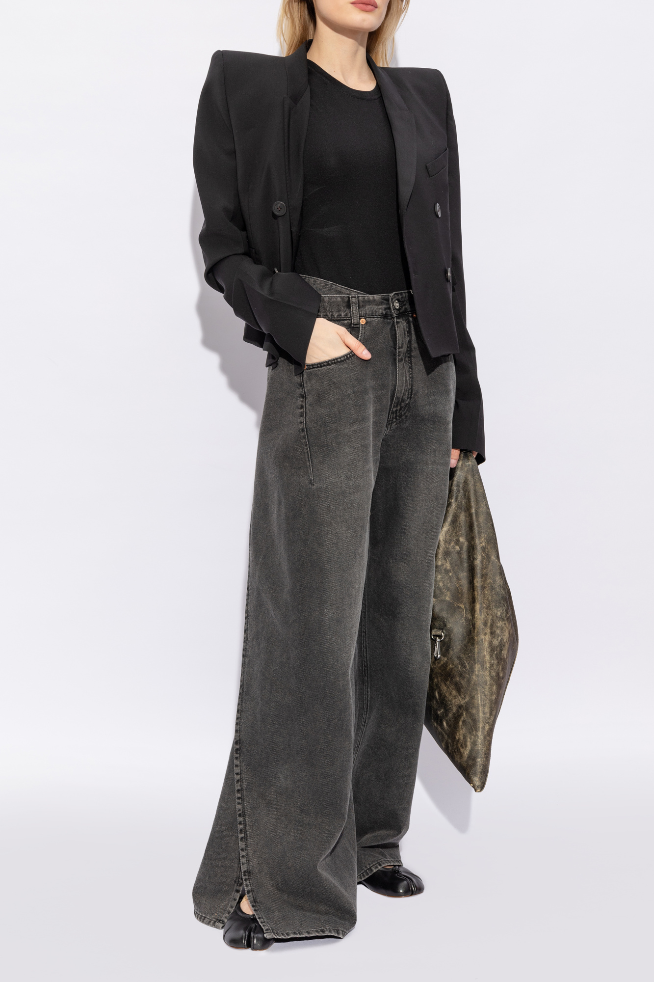 Maison Margiela Leather Slippers with 'Tabi' Cutout